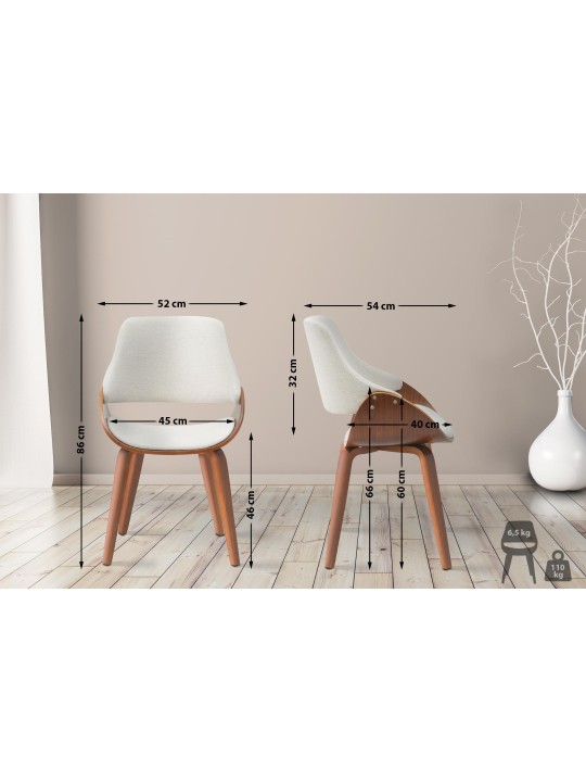 Ruokasalin tuoli Vangale kangasta, pähkinä/kermanvärinen