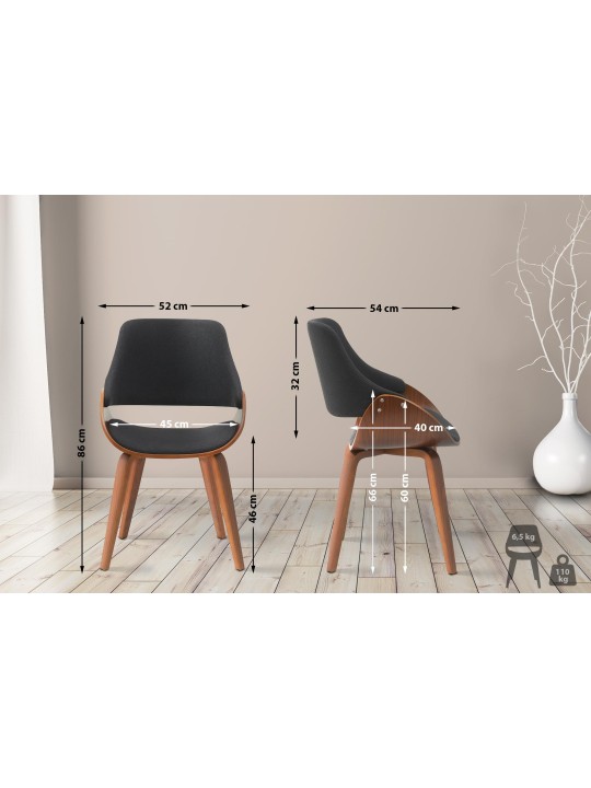 Ruokasalin tuoli Vangale kangasta, pähkinä/musta