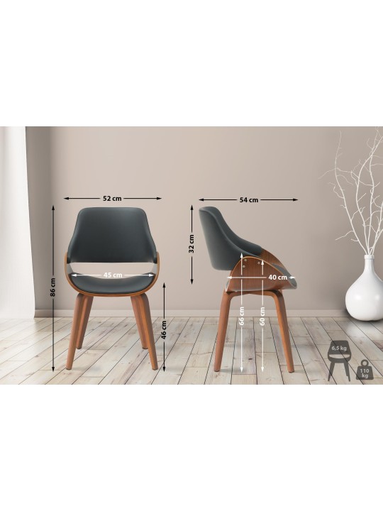 Ruokailuhuoneen tuoli Vangale keinonahkaa, pähkinä/musta