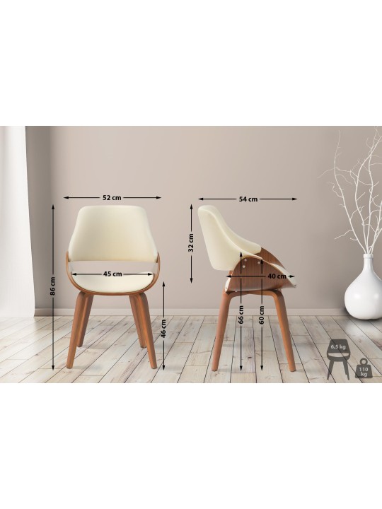 Ruokailuhuoneen tuoli Vangale keinonahkaa, pähkinä/kermanvärinen