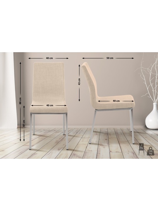 Ruokapöydän tuoli Colmar FABRIC, kermanvärinen