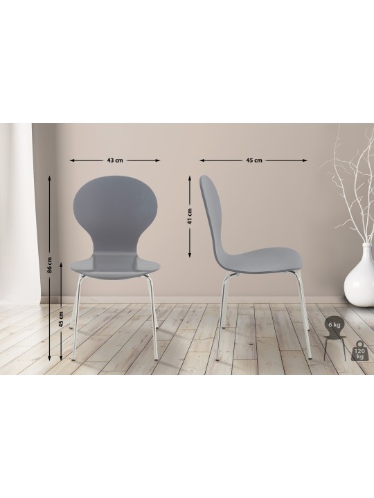 4 vierailijatuolin setti Diego, harmaa 4 vierailijatuolin setti Diego, harmaa