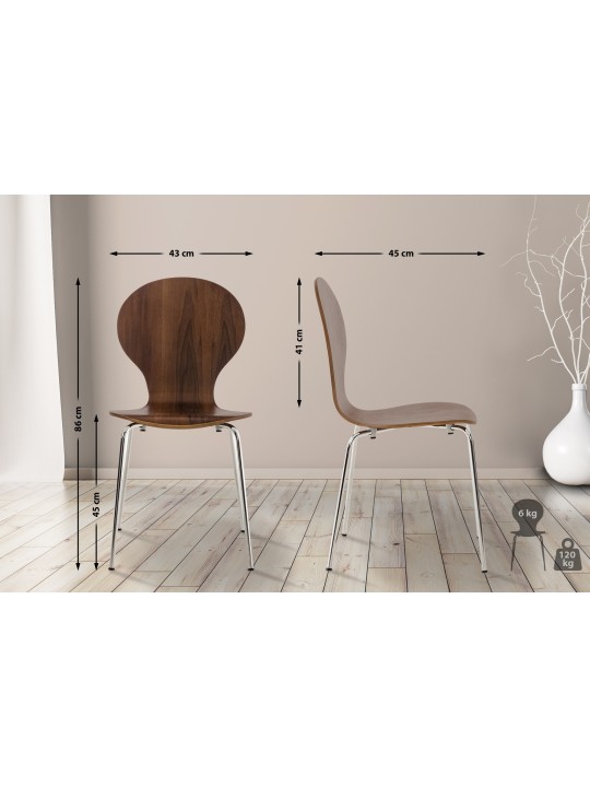 4 vierailijatuolin setti Diego, pähkinä