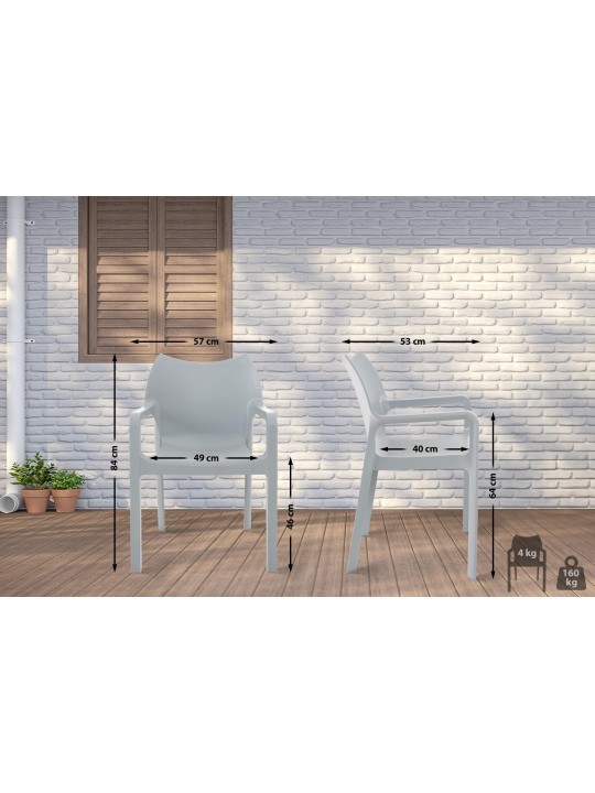 Tuoli DIVA, vaaleanharmaa