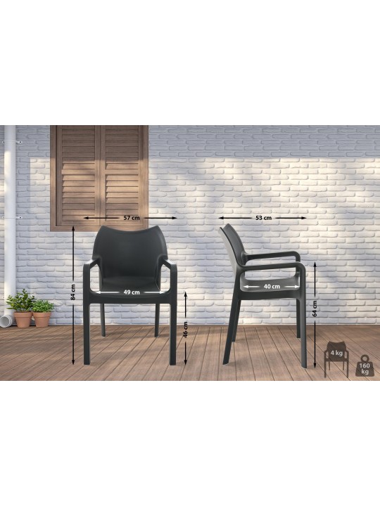 Tuoli Diva, tummanharmaa