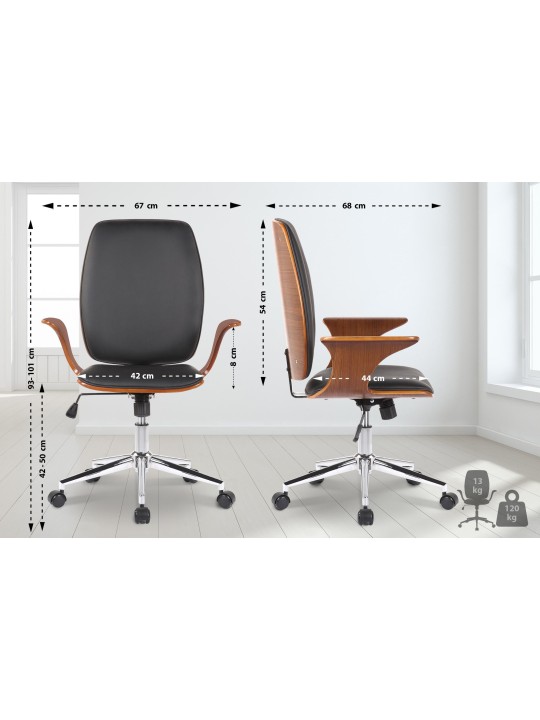 Työtuoli Burbank keinonahkaa, pähkinä/musta