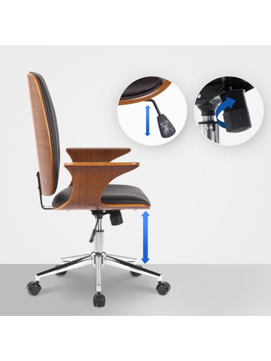 Työtuoli Burbank keinonahkaa, pähkinä/musta