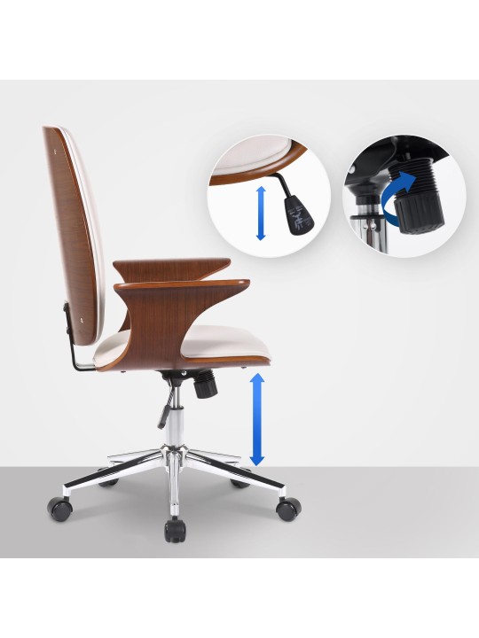 Työtuoli Burbank keinonahkaa, pähkinä/valkoinen