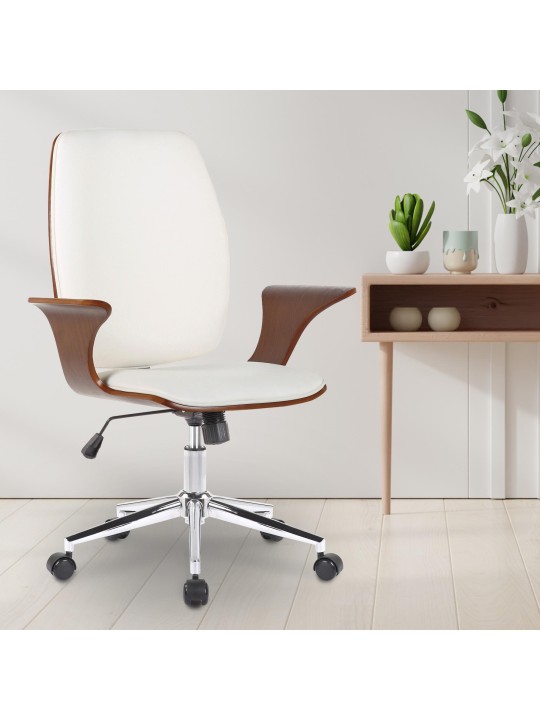 Työtuoli Burbank keinonahkaa, pähkinä/valkoinen