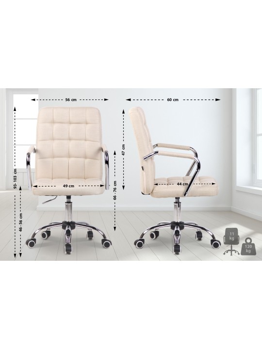 Työtuoli Terni kangasta, kermanvärinen