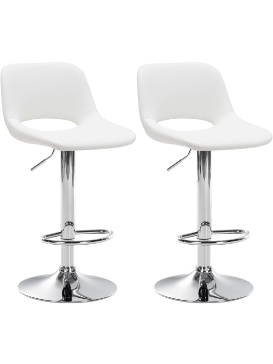 2 baarituolia Camden keinonahka kromi, valkoinen 2 baarituolia Camden keinonahka kromi, valkoinen