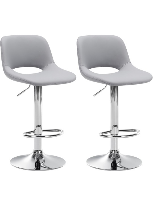 2 baarituolia Camden keinonahka kromi, harmaa
