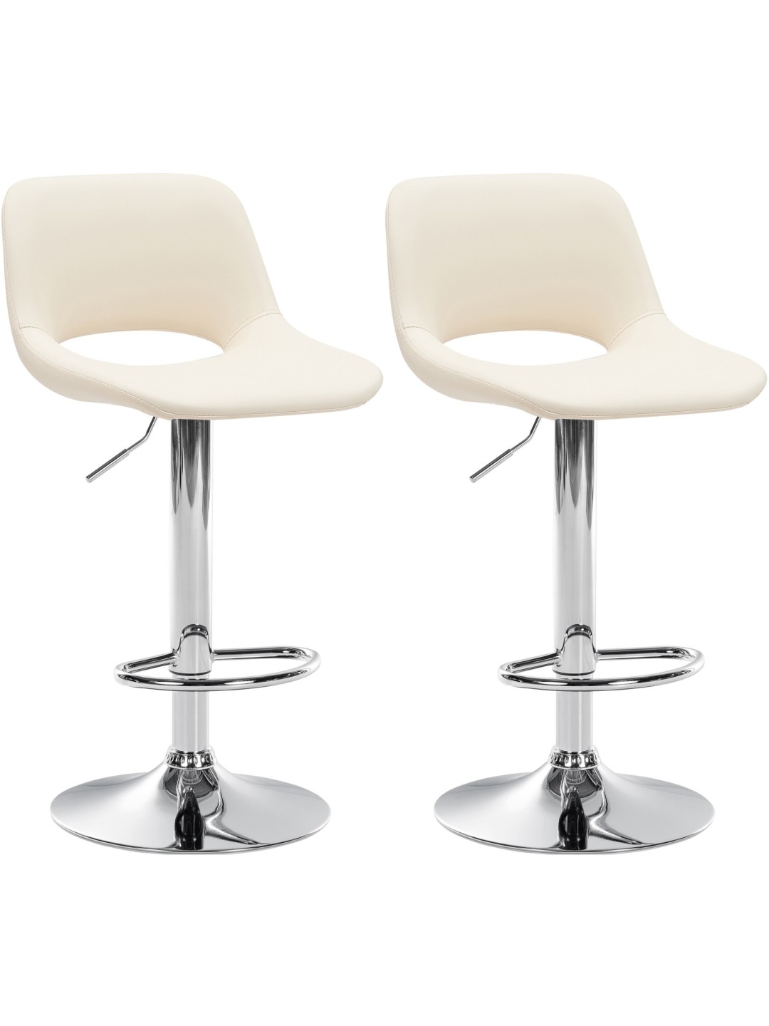 2 baarituolia Camden keinonahka kromi, kermanvärinen