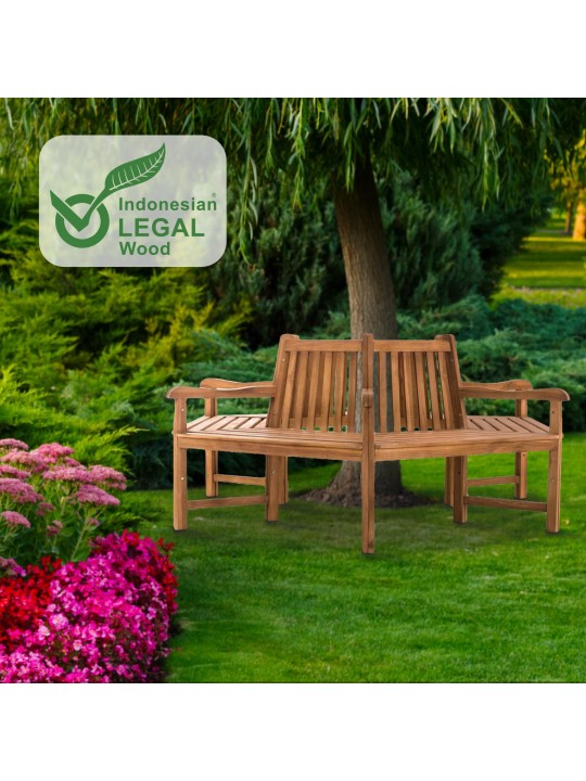 Sonja puupenkki käsinojilla 200 cm, tiikki