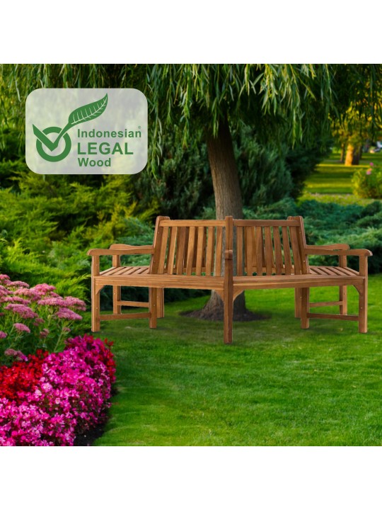 Sonja puupenkki käsinojilla 250 cm, tiikki