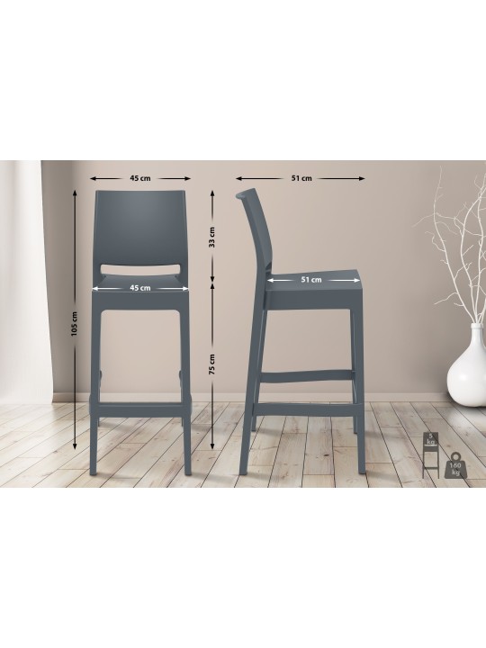 4 baarijakkaran setti Maya, tummanharmaa 4 baarijakkaran setti Maya, tummanharmaa