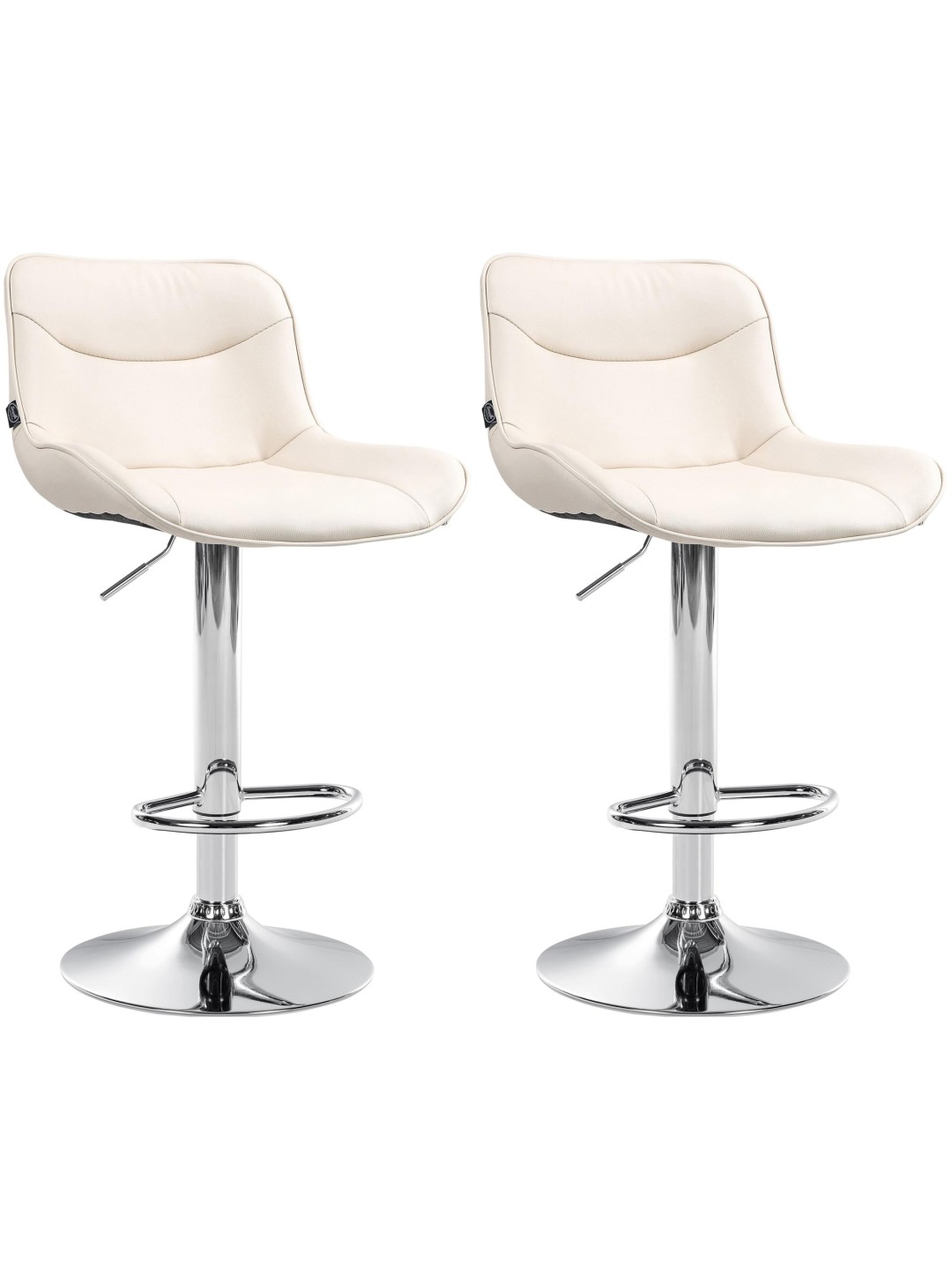 2 baarituolia Vonore keinonahka kromi, kermanvärinen