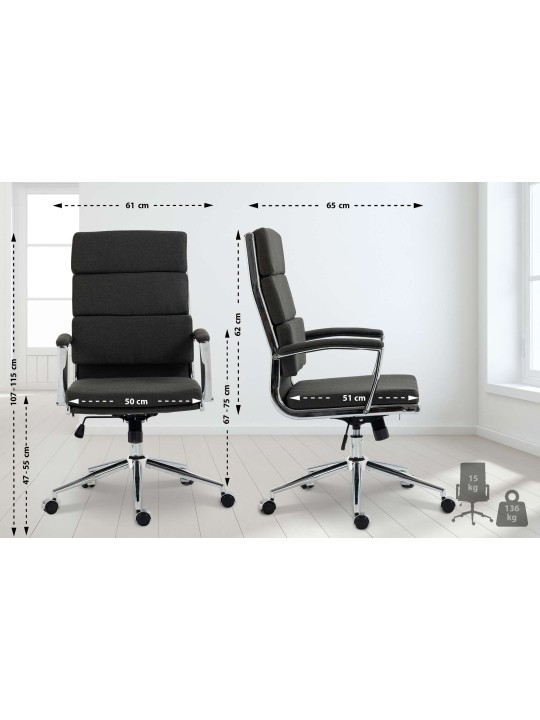 Cleveland-kankainen työtuoli, tummanharmaa