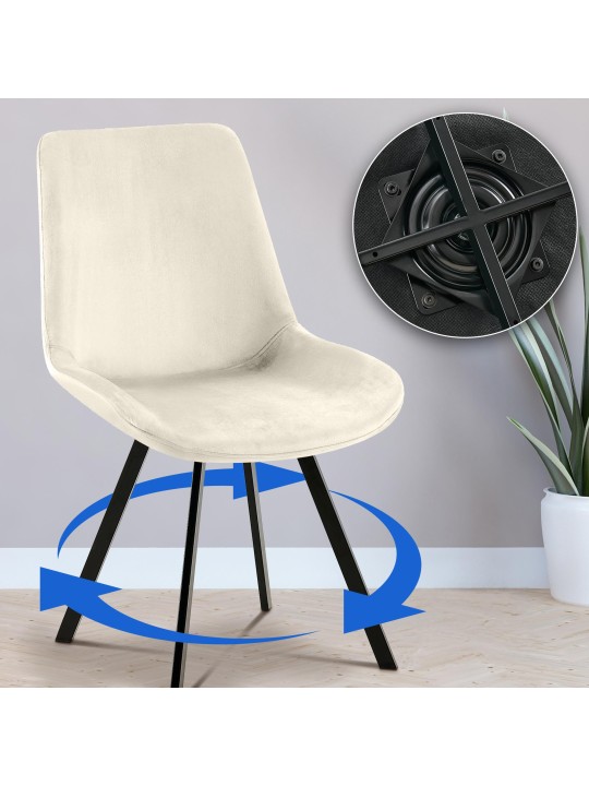 Lewes samettinen ruokapöydän tuoli, kermanvärinen