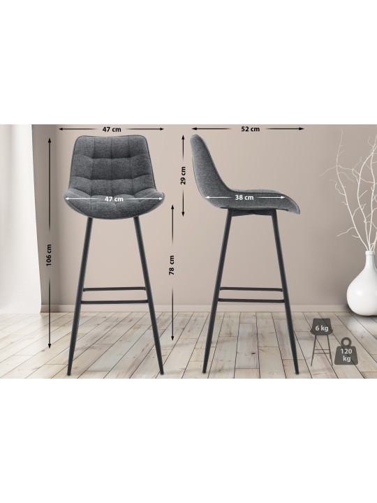 2 baarituolia, Dartford kangas, tummanharmaa