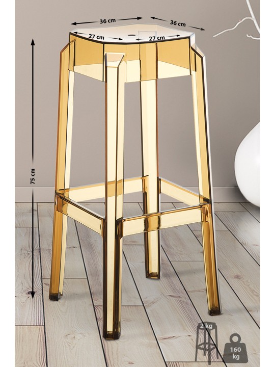 Setti 2 baarijakkaraa Fox, läpinäkyvä, meripihka