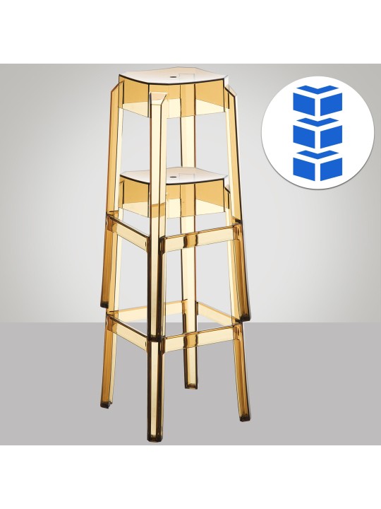 Setti 2 baarijakkaraa Fox, läpinäkyvä, meripihka