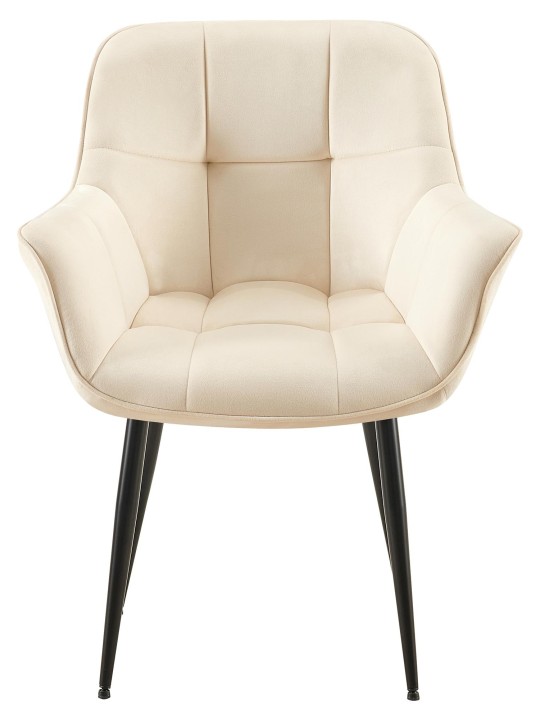 Roseville samettinen ruokapöydän tuoli, kermanvärinen