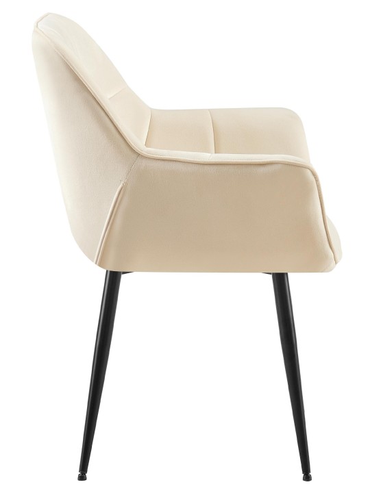 Roseville samettinen ruokapöydän tuoli, kermanvärinen