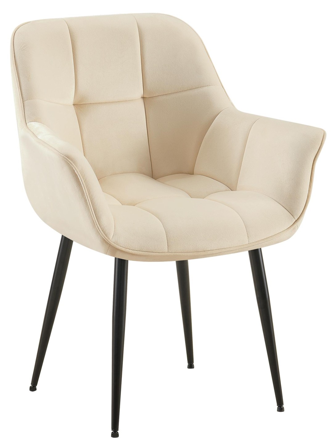 Roseville samettinen ruokapöydän tuoli, kermanvärinen