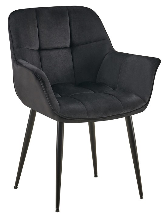 Roseville samettinen ruokapöydän tuoli, musta