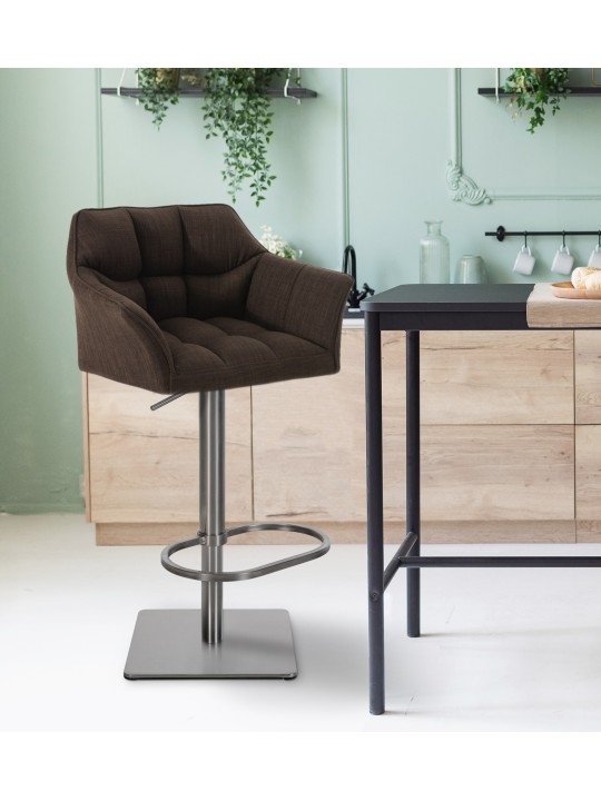 2 baarituolisarja Damaso kangas ruostumaton teräs, ruskea