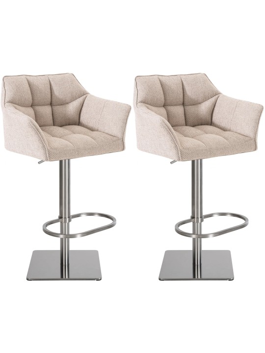 2 baarituolisarja Damaso kangas ruostumaton teräs, norsunluu