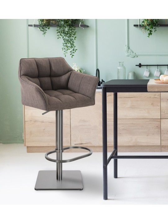 2 baarituolisarja Damaso kangas ruostumaton teräs, harmaa