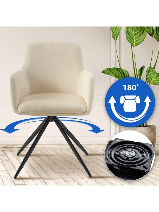 Olema samettinen ruokapöydän tuoli, kermanvärinen