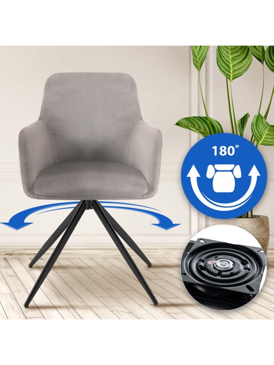 Olema samettinen ruokapöydän tuoli, harmaa