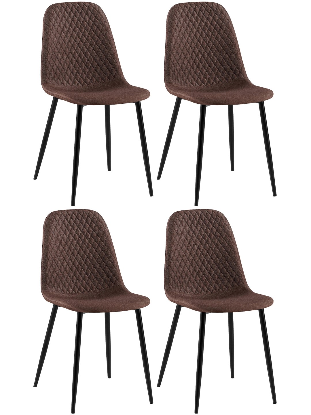 4 tuolin setti Giverny kangas, ruskea