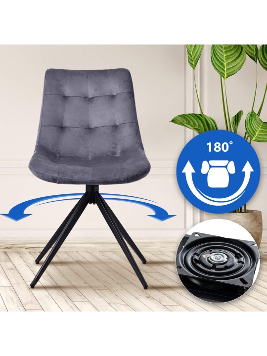 Merna samettinen ruokatuoli, tummanharmaa