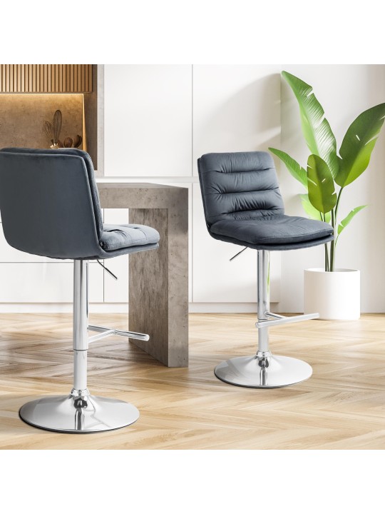 2 baarijakkaran sarja Damar samettikromi, tummanharmaa 2 baarijakkaran sarja Damar samettikromi, tummanharmaa