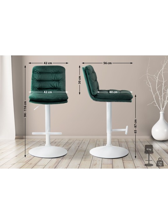 2 baarituolia Damar velvet, vihreä