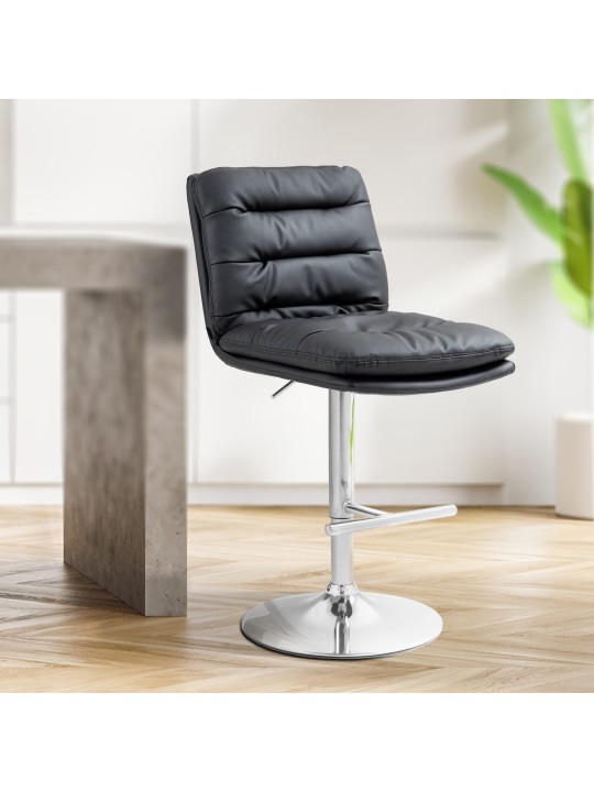 2 baarituolisarja Damar keinonahka kromi, musta