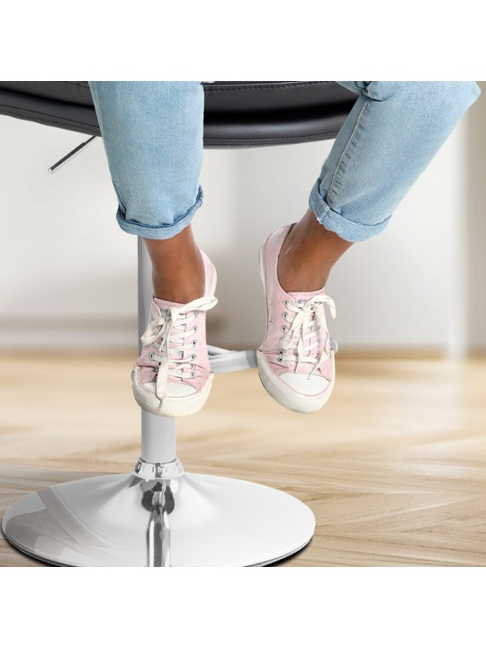 2 baarituolisarja Damar keinonahka kromi, musta