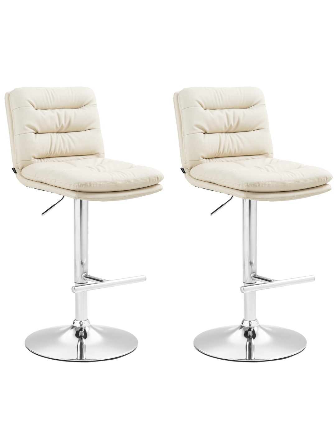 2 baarituolisarja Damar keinonahka kromi, kermanvärinen