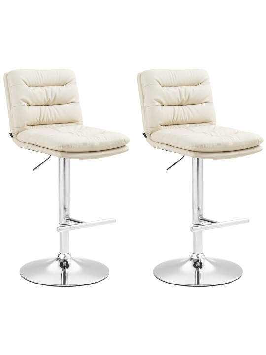 2 baarituolisarja Damar keinonahka kromi, kermanvärinen