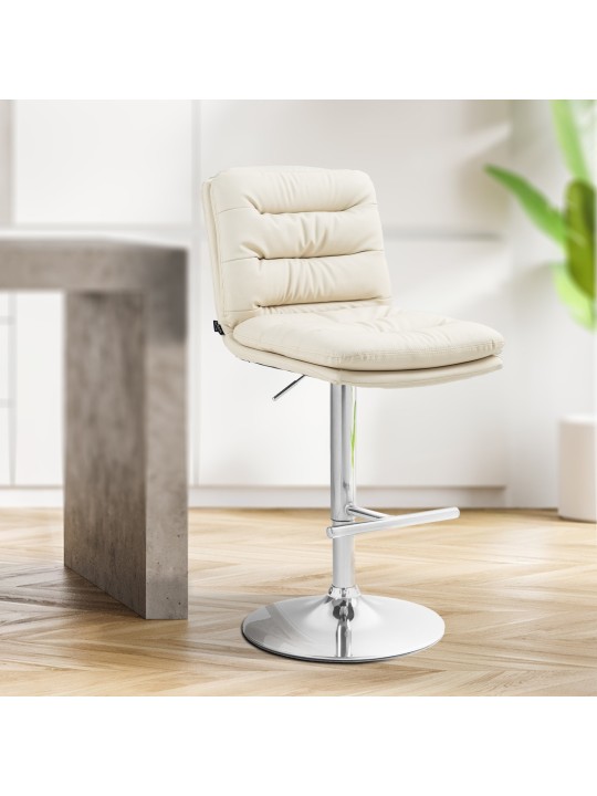 2 baarituolisarja Damar keinonahka kromi, kermanvärinen