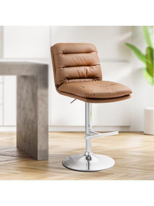 2 baarituolisarja Damar keinonahka kromi, vaaleanruskea 2 baarituolisarja Damar keinonahka kromi, vaaleanruskea