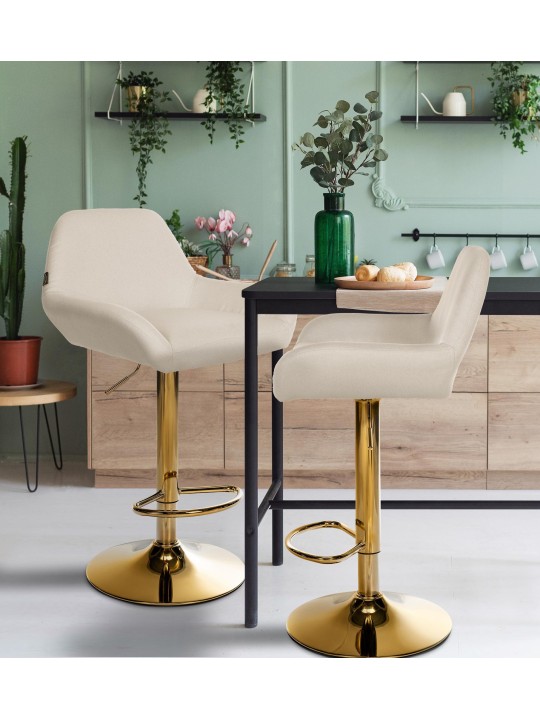 2 baarituolien sarja Braga Gold Fabric, kermanvärinen