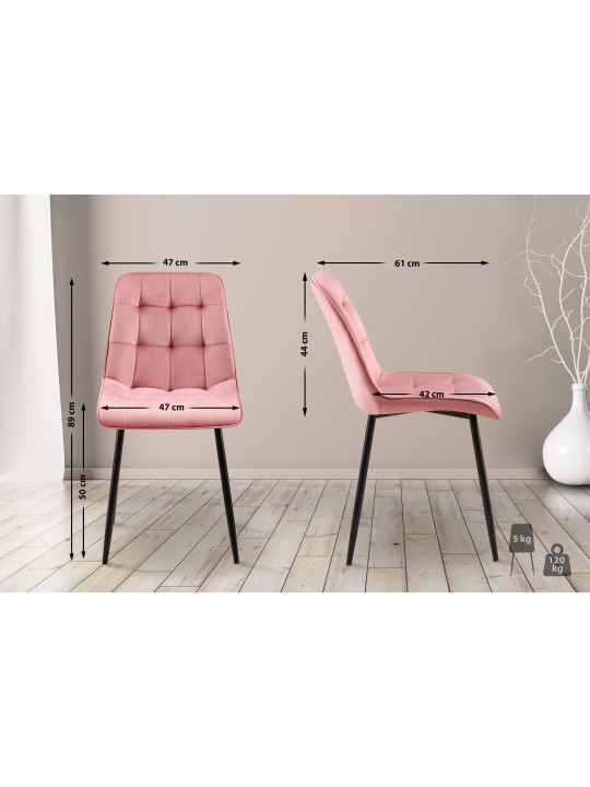 Gifford samettinen ruokapöydän tuoli, pinkki