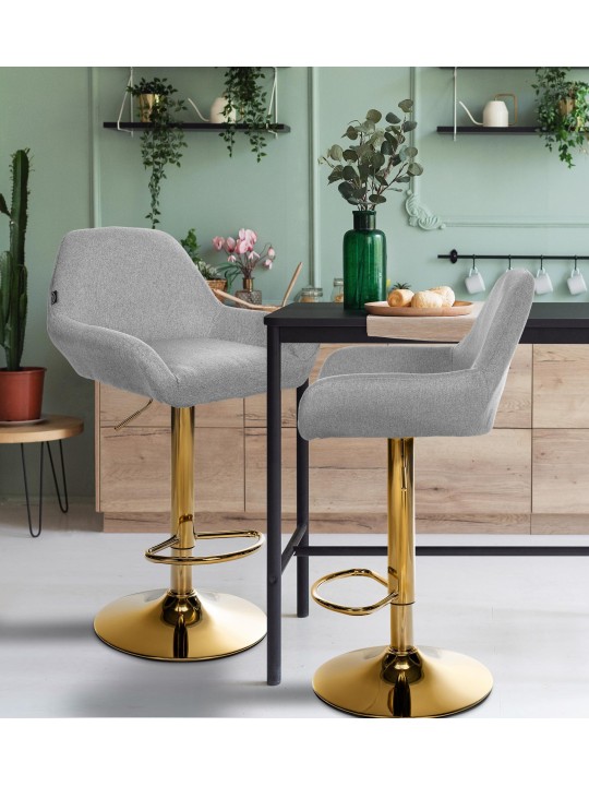 2 baarituolien sarja Braga Gold Fabric, harmaa