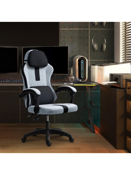 Työtuoli Miltona kangasta, harmaa/musta