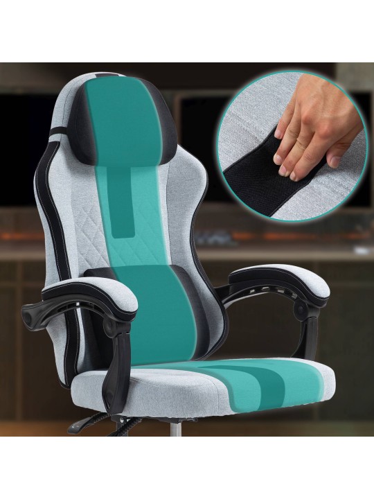 Työtuoli Miltona kangasta, harmaa/musta